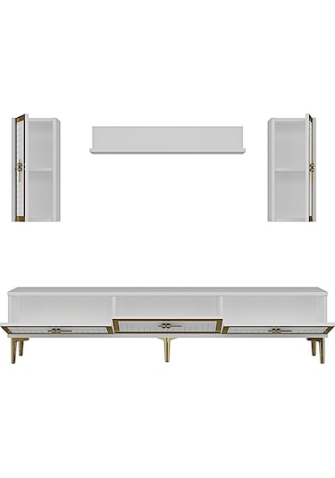 Tvr1801b - Tuna Tv Ünitesi Beyaz Gold 180cm Beyaz
