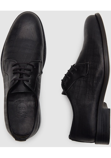 Ds Damat Siyah Desenli Klasik Deri Ayakkabi 1hf099551081m