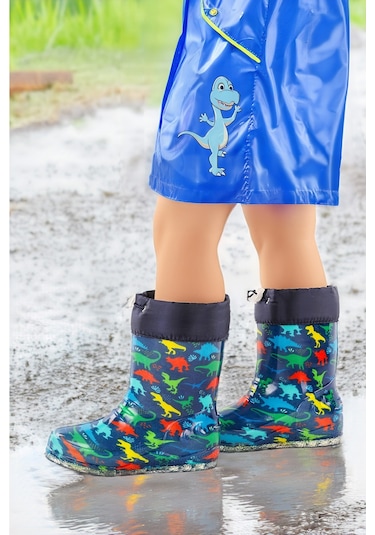 Kiko Kids Savana Su Geçirmez Erkek Çocuk Yağmur Çizmesi Lacivert - Sarı