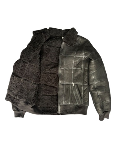 Patchwork Kürk-süet Hakiki Deri Yakalı Biye Ve Triko Detaylı Mont Siyah