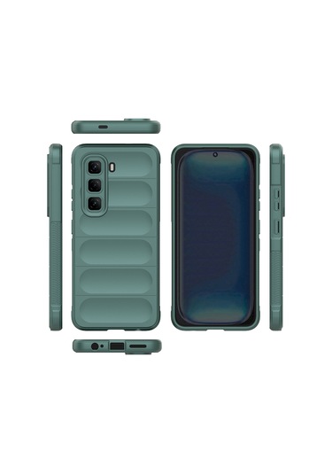 Mobilteam İnfinix Hot 50 4g Kılıf Esnek Tpu Oyuklu Arka Yüzey Tasarımlı Etnik Silikon Yeşil