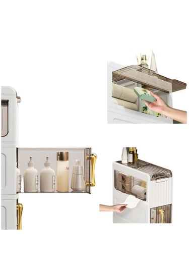 Banyo, Yatak Odası, Çamaşır Odası 4 Katlı Çekmeceli Dolap Beyaz - Gri