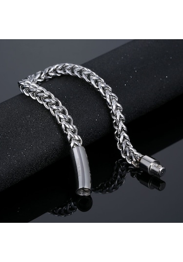 Chavin Zincir 6 Mm. Gri Paslanmaz Çelik Erkek Bileklik Eu03by