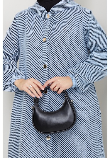 Çizgi Detay Kapüşonlu Kaşe Kap 1634 - Mavi Mavi