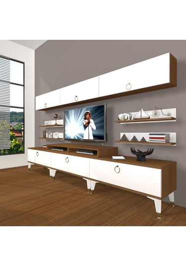 Decoraktiv Ekoflex 8y Mdf Gold Tv Ünitesi Tv Sehpası Ceviz - Beyaz