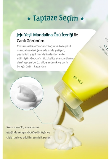Cilde Aydınlık Görünüm Sunan Temizleme Köpüğü Goodal Green Tangerine Vita C Cleansing Foam