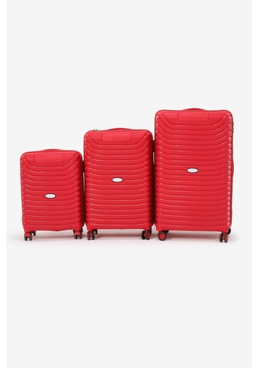 3'lü Set Silikon Kırılmaz Pp Unisex Kırmızı Valiz Pwvlz005 Kırmızı
