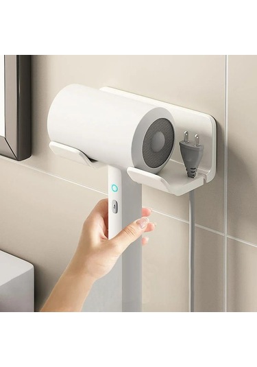Saç Kurutma Makinesi Tutucu Duvara Monte Saç Düzleştirici Kurutma Makinesi Saç Standı Banyo Organizatör Rafları Tuvalet Organizasyon Rafları Gri
