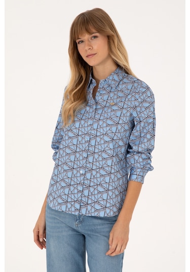 U.s. Polo Assn. Kadın Açık Mavi Gömlek Desenli 50316376-vr003 Acık Mavı