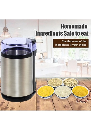 Bloomnest Ev Tipi Mini Paslanmaz Çelik Elektrikli Ot Öğütücü 180w Yüksek Güç 10s Hızlı Ultra İnce Kahve Değirmeni Gümüş