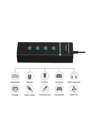 Usb 3.0 To 4 Port Usb Çoklayıcı High Speed Hub 30cm Kablo
