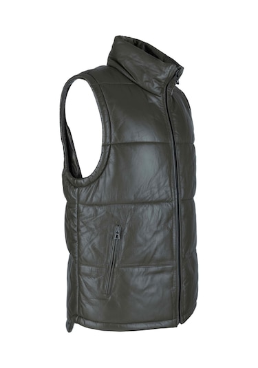 Tamer Tanca Erkek Hakiki Deri Yeşil Yelek Deri Mont 993 Ylk 25 Erk Derı Yelek Y24 Yesıl