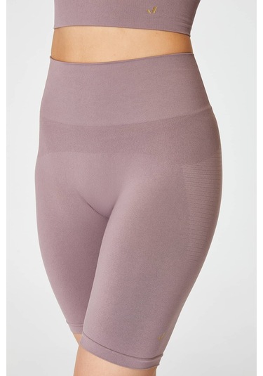 Jerf Vella Yüksek Bel Konfor Biker Tayt Leylak