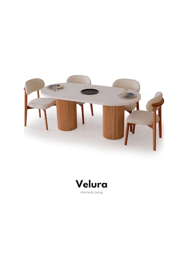 Vera Yemek Odası Takımı Yemek Masası + 4 Adet Sandalye Beyaz