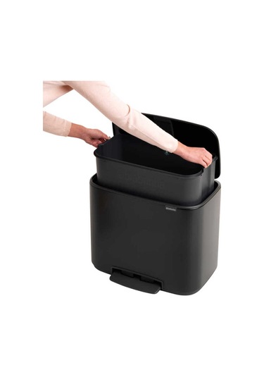Bo Çöp Kovası, Pedallı, 36lt - Mat Siyah Mat Siyah