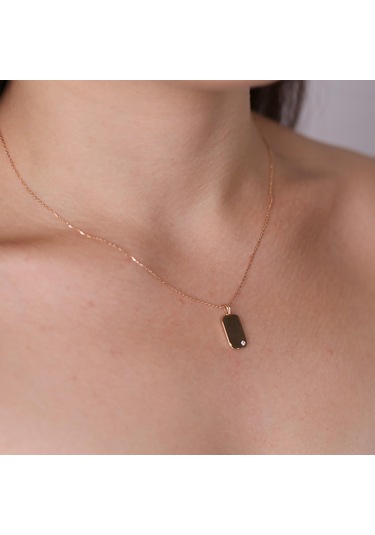 Tek Taşlı Plaka Kolye