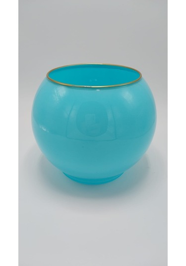 El Yapımı Şık Dekoratif Vazo Mavi Renk 15x18cm