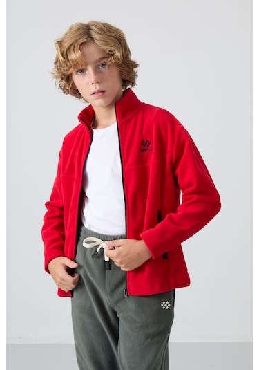 Tommy Life Kırmızı Kalın Yumuşak Dokulu Standart Fit Nakışlı Polar Erkek Çocuk Sweatshirt - 11223 Kırmızı