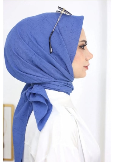 Melodi Scarf Kadın Tesettür Pratik Bambu Kraş Eşarp İndigo İndigo