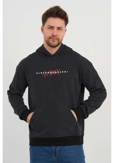 Alexandergardı Özel Unisex Baskılı Kapüşonlu Kanguru Cepli Sweatshirt Unx-0017602 Antrasit