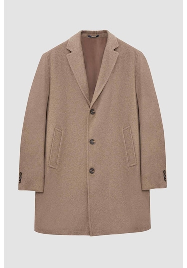 Ds Damat Regular Fit Bej Mono Yaka Kaşe Kaban 5HF08ORT10000 Bej