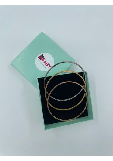 Xbaby Silver,gold,rose Gold Renkli 3 Lü Yassı Simli Ajda Bileklik
