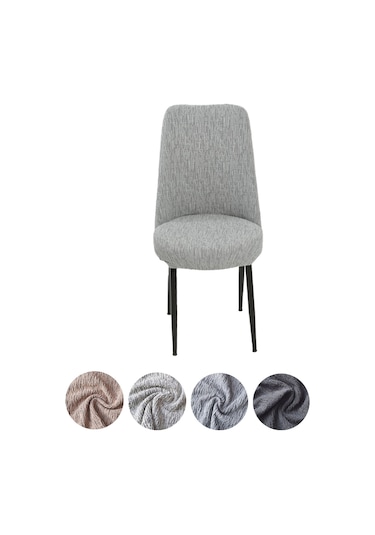 Upmall Jakarlı Oval Sandalye Kılıfı,sandalye Örtüsü Gri 6 Adet