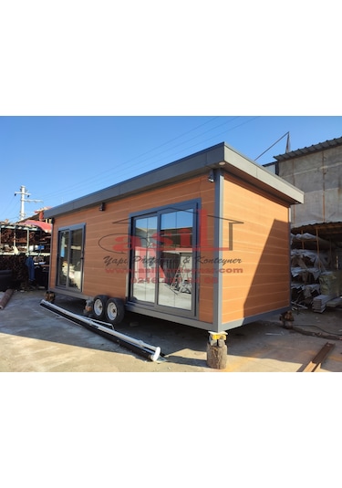 21 M² 1+1 Ahşap Desen Betopanlı, Römorklu Tiny House Konteyner