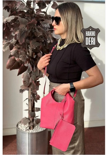 Hakiki Deri Kadın El Çantası Kırmızı Smr9200 Kırmızı