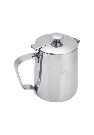 Shineyee 350ml Paslanmaz Çelik Kapaçklı Kahve Sütü Köpürtme Kasesi - Dökmeyi Önleyen Spout Ve Ergonomik Kolu