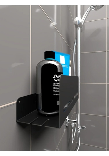 Modern, Estetik Ve Minimalist Tasarım Metal Duş Rafı Paslanmaz Modern Metal Duş Rafı Siyah Siyah
