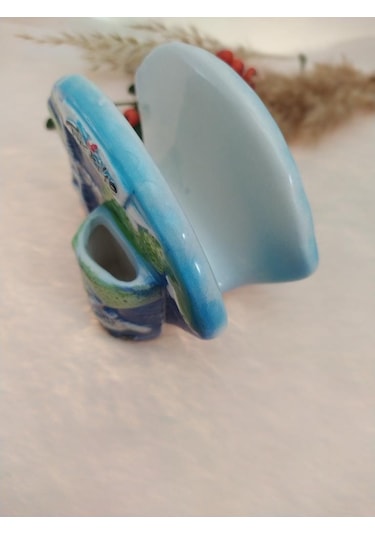 Hdmarketim Otantik Seramik Peçetelik Kürdanlık Antalya Temalı El İşi Boyama