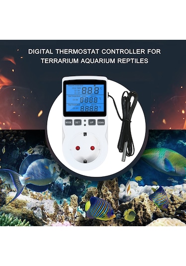 Lemestar Çok Fonksiyonlu Dijital Termostatlı Priz - Isıtma/soğutma Modu, Zamanlayıcı, -40 C-120 C, 100-250vac, Eu Standart