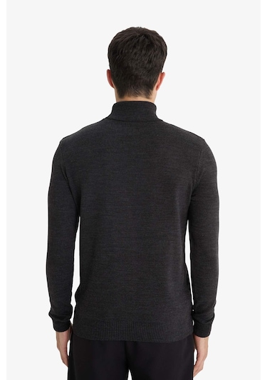 Defacto Slim Fit Dar Kesim Balıkçı Yaka Basic Düz Triko Kazak R1124az25wngr210 Gri-gr210