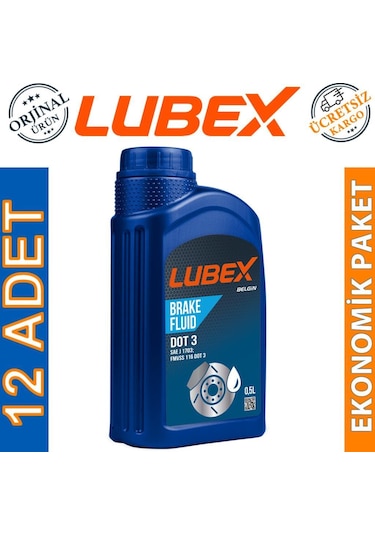 Lubex Brake Fluid Dot 3 Fren Hidrolik Yağı 500 Ml 12 Adet