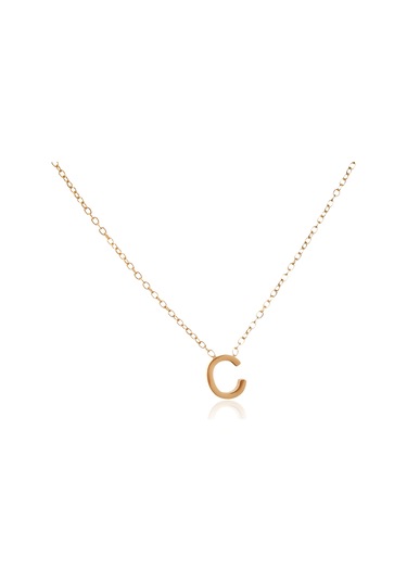 Lekka Design Kadın Kararmaz Çelik Takı C Harf Kolye Altın