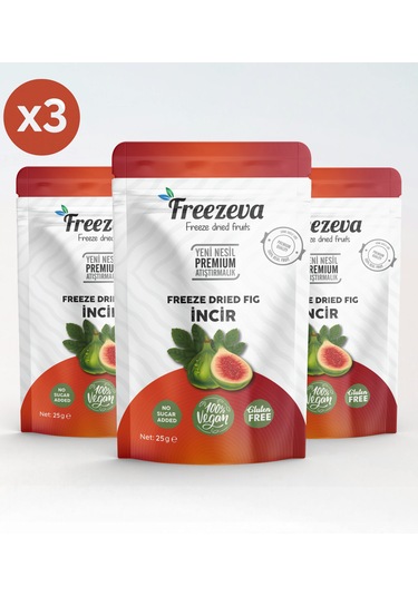Freezeva 3'lü Paket Dondurularak Kurutulmuş İncir Freeze Dried İncir Freeze Dry İncir Kurusu 3x25 Gr 25 G