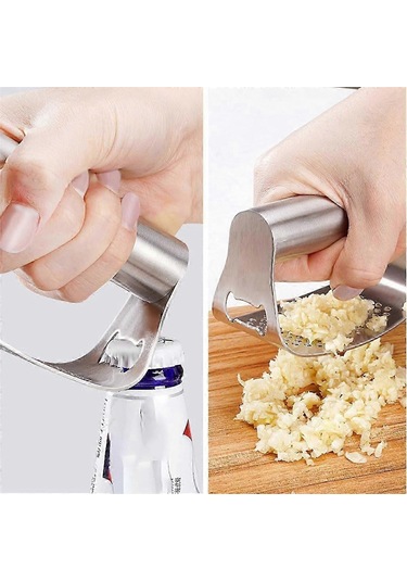 Paslanmaz Çelik Sarımsak Presi, Yeni Sarımsak Presi Salıncağı, Sarımsak Ezmek İçin Rahat Saplı Sarımsak Doğrayıcı Mutfak Aletlerigümüşbeyaz Siyah