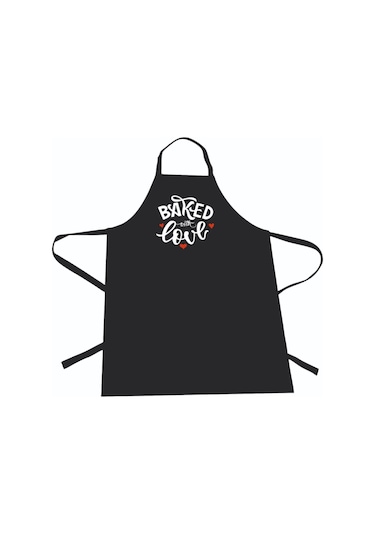 Siyah Baked Love Mutfak Önlüğü Renkli