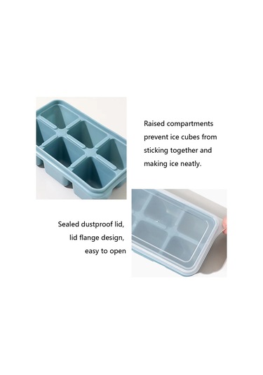 Moveevo Mutfak Silikon Buzluk Kalıbı 6'lı, Yiyecek Grubu, Kapağı Var, Kolay Çıkarım, Donuk Depolama, Mavi Renk Çok Renkli