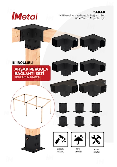 Sarar İki Bölümlü Hazır Ahşap Pergola Bağlantı Seti Ahşaplar İçin