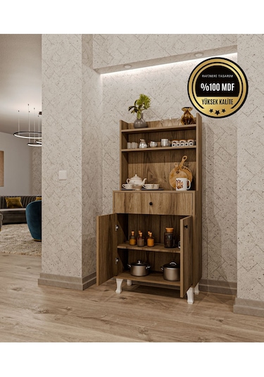 Dekorfim Çok Amaçlı Airfry Dolabı Kahve Köşesi Kahverengi