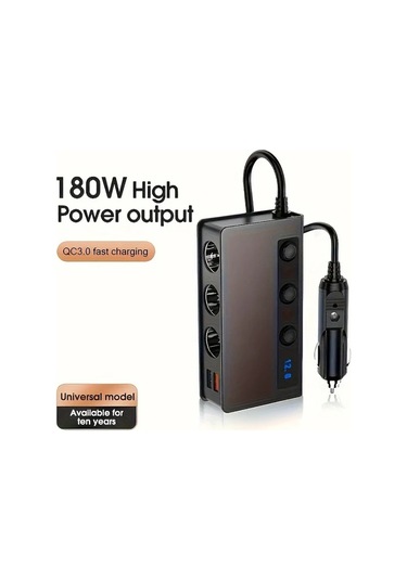 Motion003 Siyah 120w 180w Cift Usb Portlu Gerilim Gostergeli Yuksek Guc Araç Sarj Cihazi 12v 2