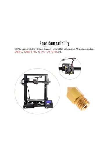 Flybuy 0.2mm Çıkış Çapı Aibecy 3d Yazıcı Nozulu, 1.75mm Filament Uyumlu, Cr-10 & Ender-3 İçin M6 Pirinç Malzeme