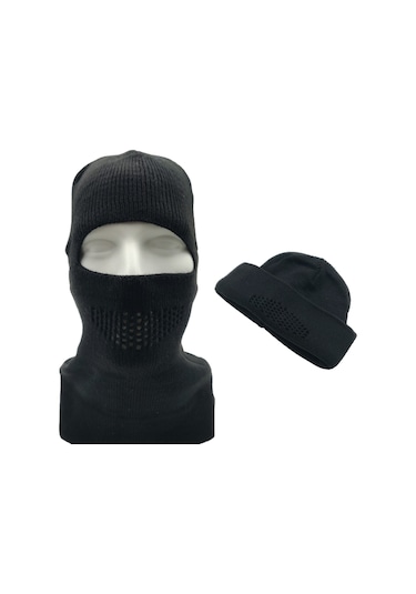 Siyah Kışlık Şapka Bere Olabilen Tactical Modüler Kar Maskesi