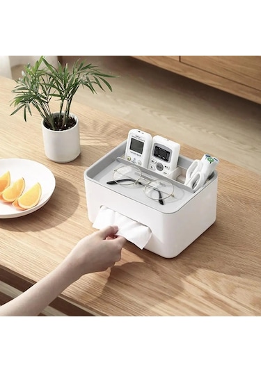 Gri Peçete Kutusu Kaymaz Mendil Kutusu Çeşitli Eşyalar Yuvası Pp Pürüzsüz Kenar Ev Gereçleri