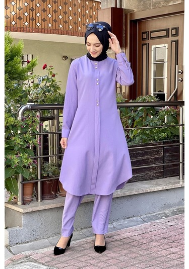 Moda Çizgi Tesettür Takım 42 Lila