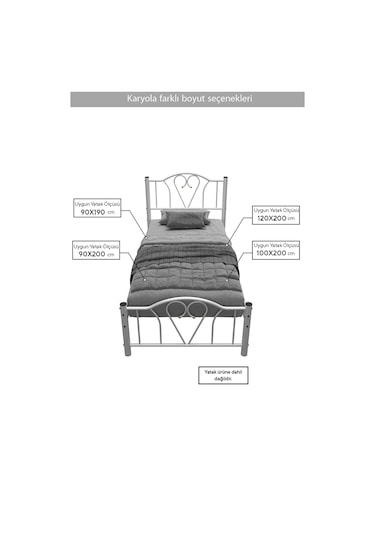 Argimo Pero Tek Kişilik Ferforje Metal Karyola Siyah