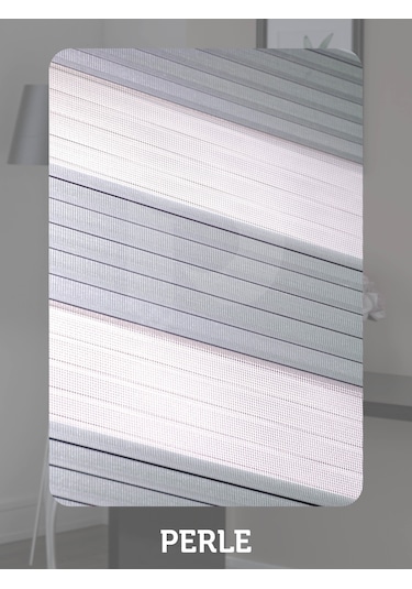 Br Perle Pliseli Açık Gri Renk Zebra Perde Yüksek Kalite Alüminyum Kasa Açık Gri