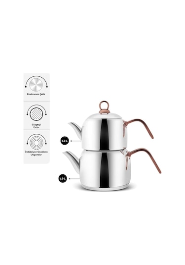 Karaca  Urban İndüksiyon Tabanlı Midi Çaydanlık Takımı Rosegold